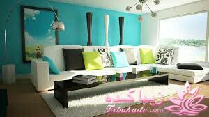 دکوراسیون قهوه ای و آبی روشن 